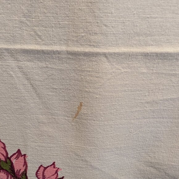 Vintage Tablecloth with Pink and Blue Flowers - Picture 3 of 5